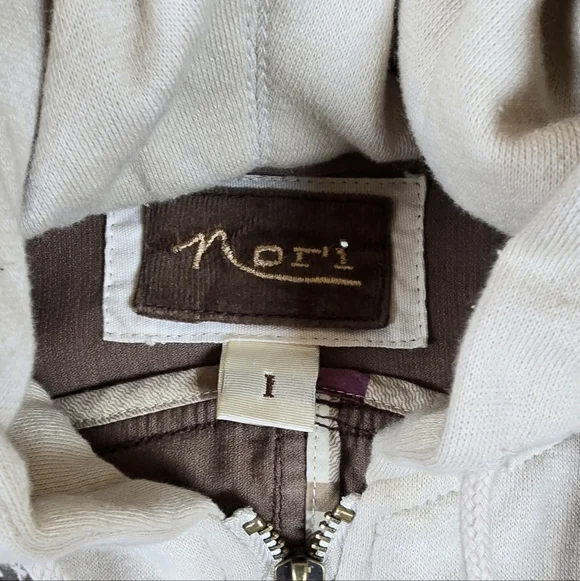Nori Vintage Y2K Brown/Beige Corduroy Hoodie/Zip Up Blazer Size 1 Buttons - Picture 3 of 13